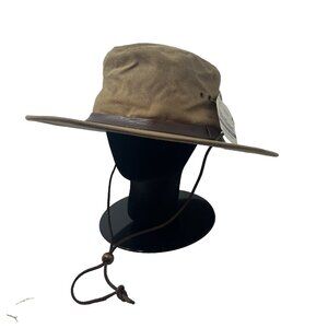 McAlister XXL Waxed Wide Brim Hat Cap Safari Grand Prairie Tan Made in USA NWT